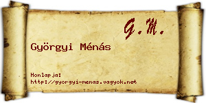 Györgyi Ménás névjegykártya